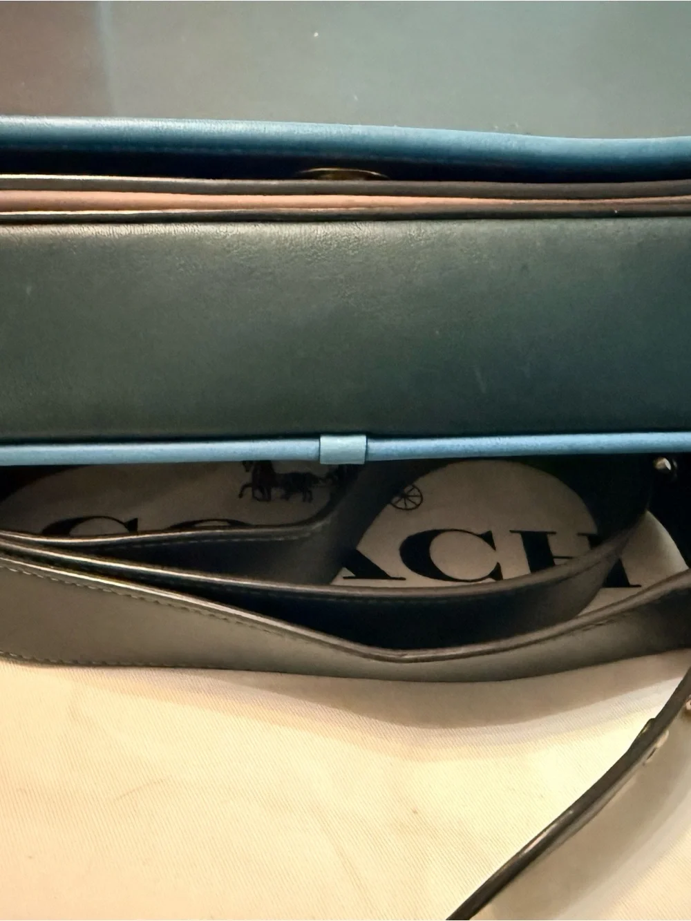 COACH Dinky Colorblock Leather Shoulder Bag & Wallet Set in Brown/Blue/Pink